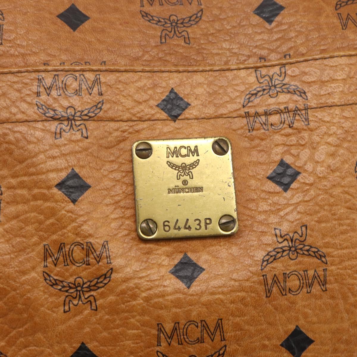 MCM Logogram Vicetos Tote Bag PVC Leather Brown Gold Auth 150113