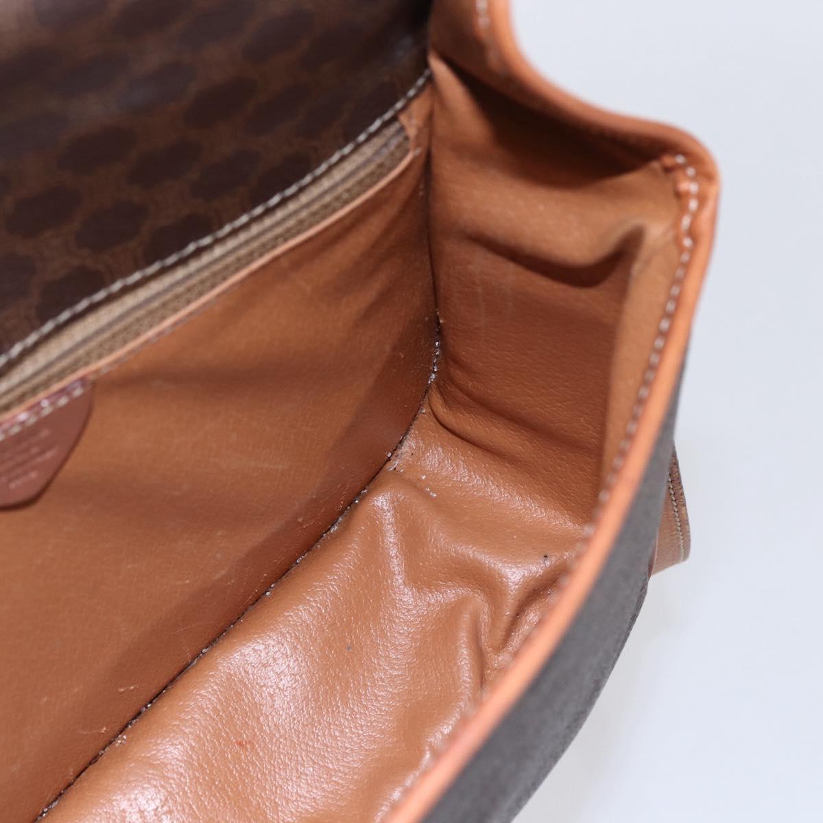 CELINE Macadam Canvas Shoulder Bag PVC Leather Brown Gold Auth 150117