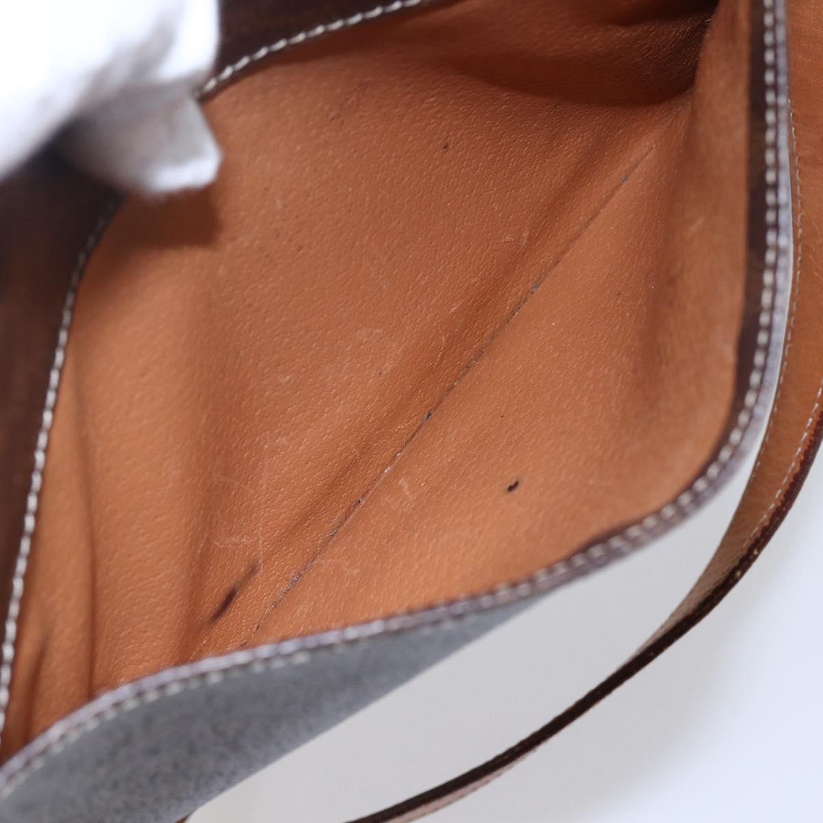 CELINE Macadam Canvas Shoulder Bag PVC Leather Brown Gold Auth 150117