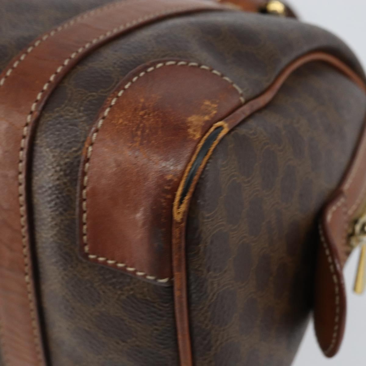 CELINE Macadam Canvas Hand Bag PVC Leather Brown Gold Auth 150118