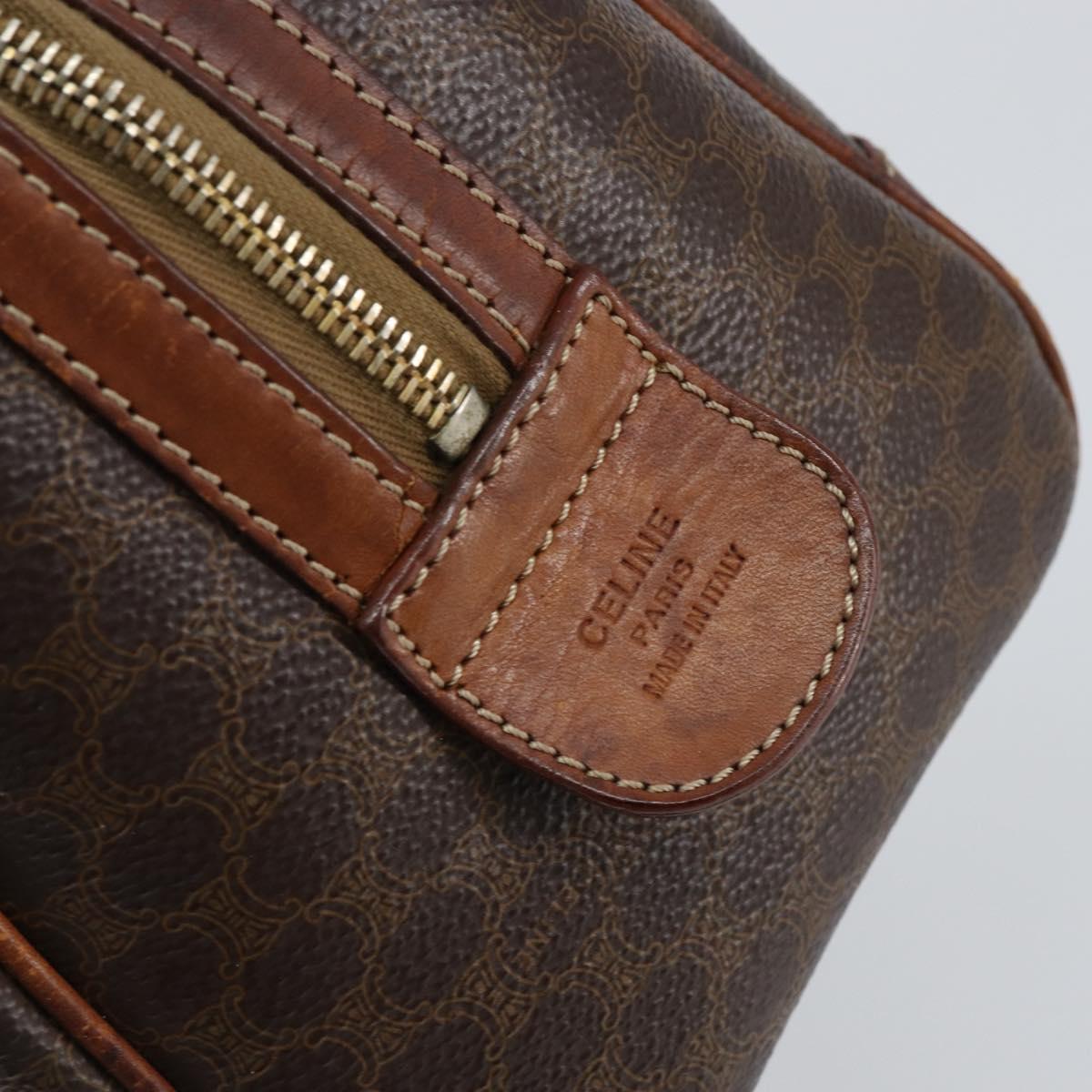 CELINE Macadam Canvas Hand Bag PVC Leather Brown Gold Auth 150118