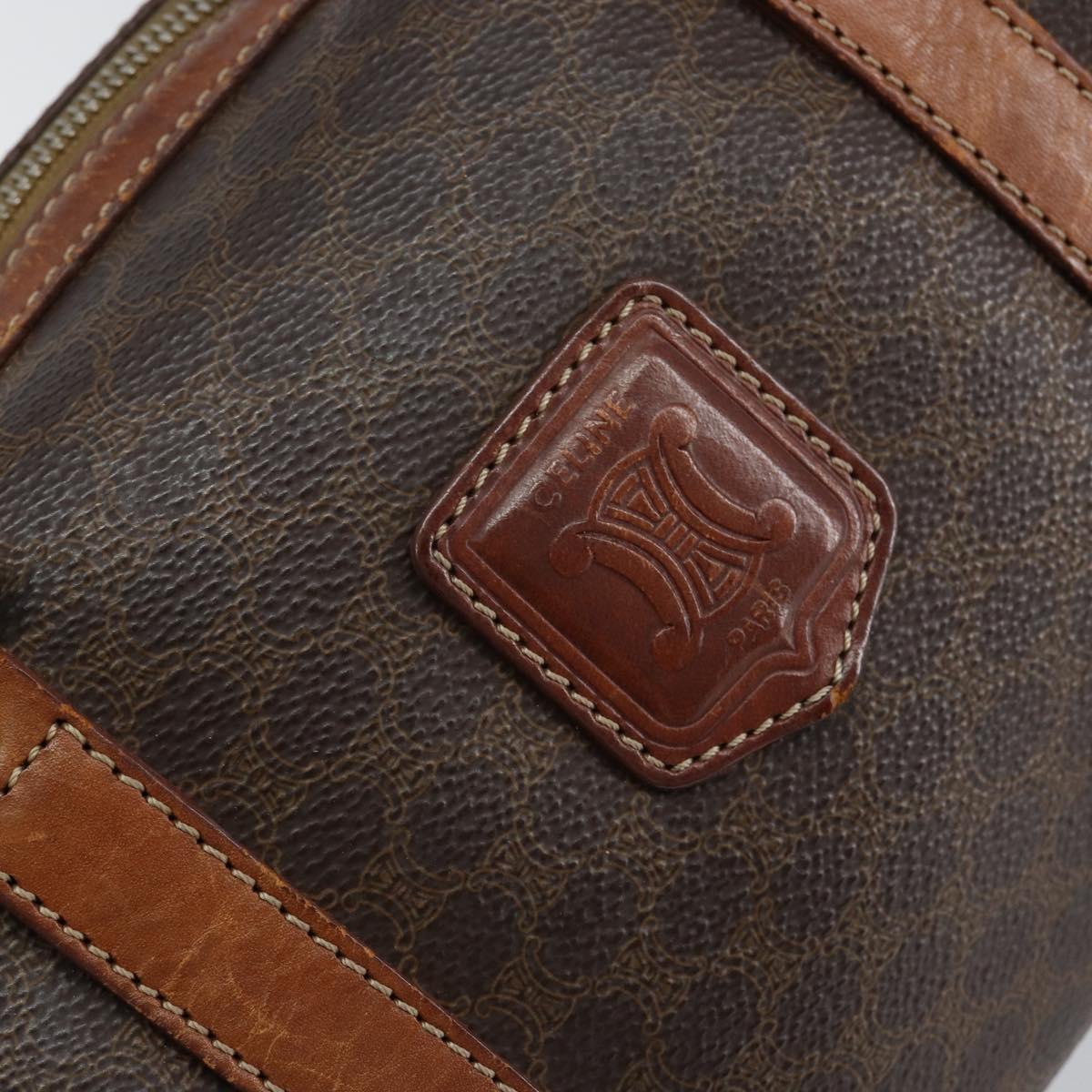 CELINE Macadam Canvas Hand Bag PVC Leather Brown Gold Auth 150118