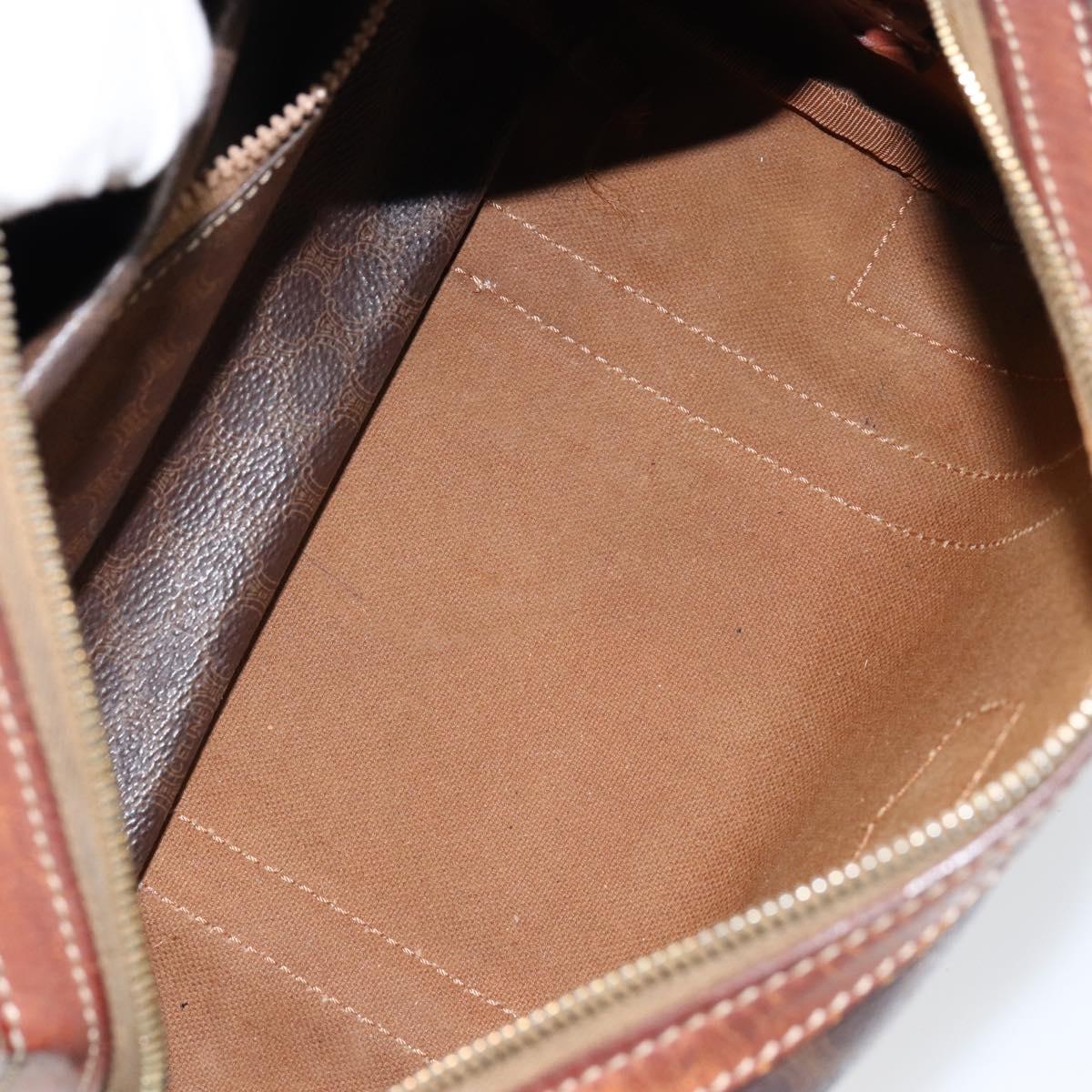 CELINE Macadam Canvas Hand Bag PVC Leather Brown Gold Auth 150118