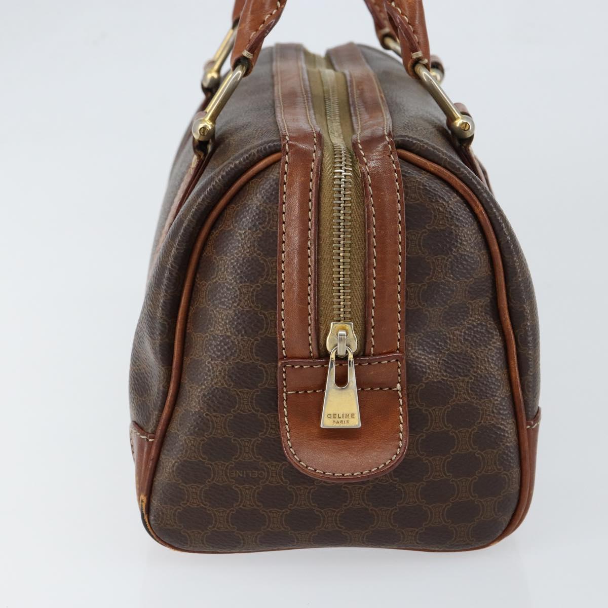 CELINE Macadam Canvas Hand Bag PVC Leather Brown Gold Auth 150118
