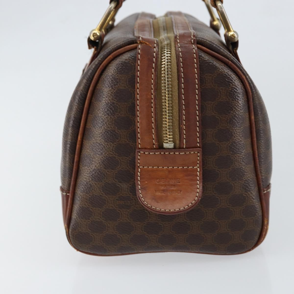 CELINE Macadam Canvas Hand Bag PVC Leather Brown Gold Auth 150118