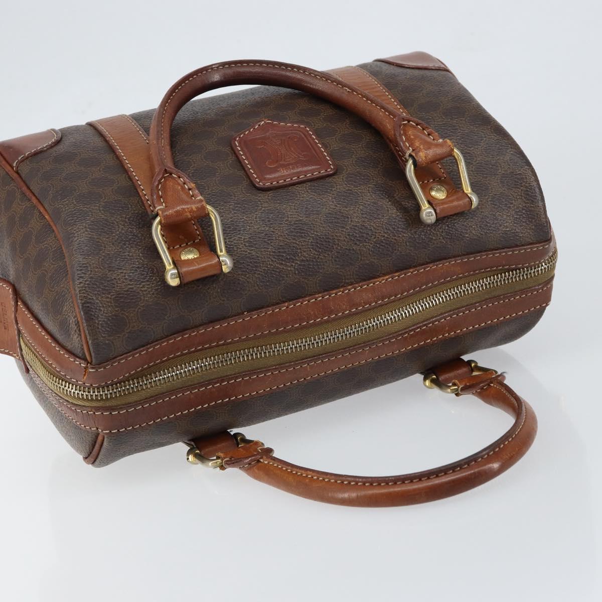 CELINE Macadam Canvas Hand Bag PVC Leather Brown Gold Auth 150118
