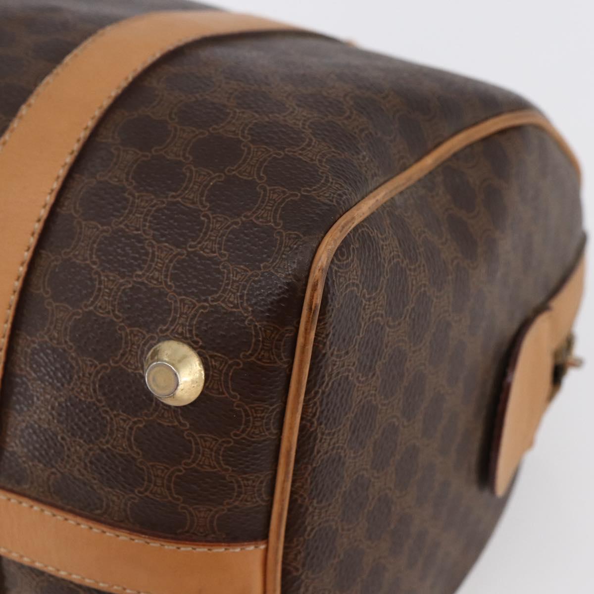 CELINE Macadam Canvas Boston Bag PVC Leather Brown Gold Auth 150119