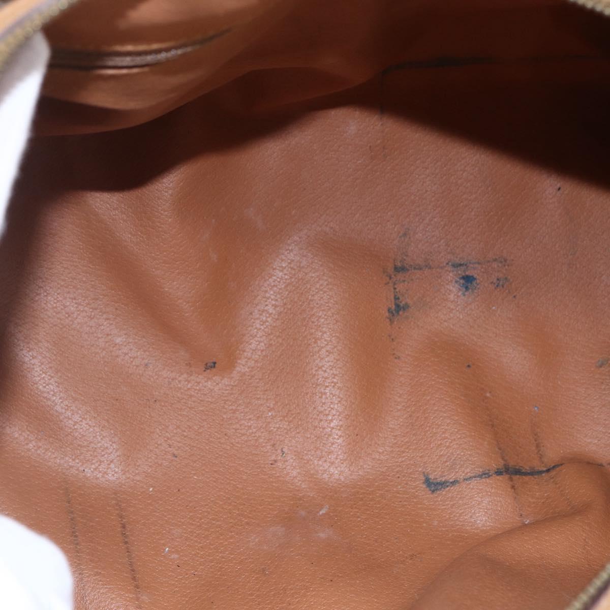 CELINE Macadam Canvas Boston Bag PVC Leather Brown Gold Auth 150119