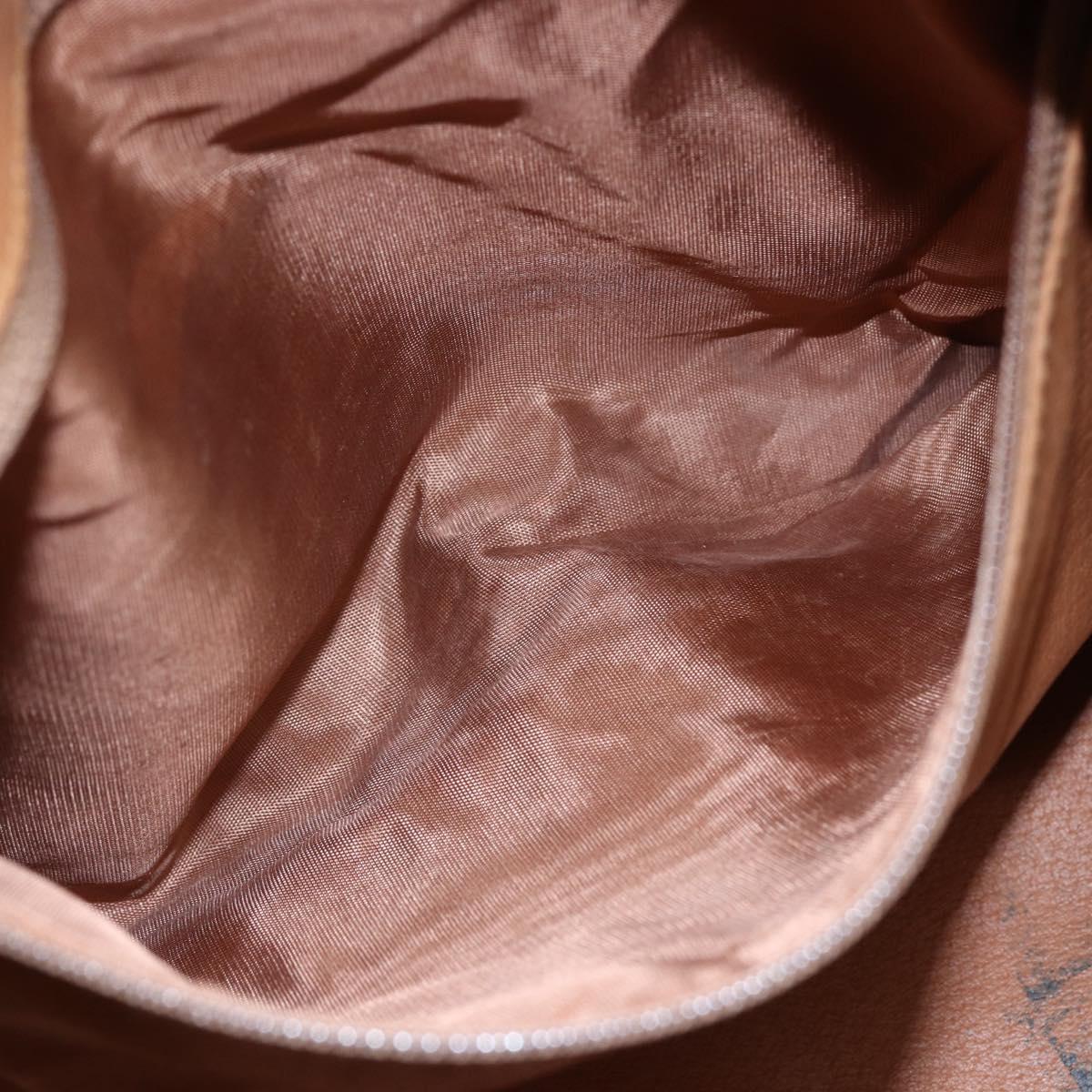 CELINE Macadam Canvas Boston Bag PVC Leather Brown Gold Auth 150119