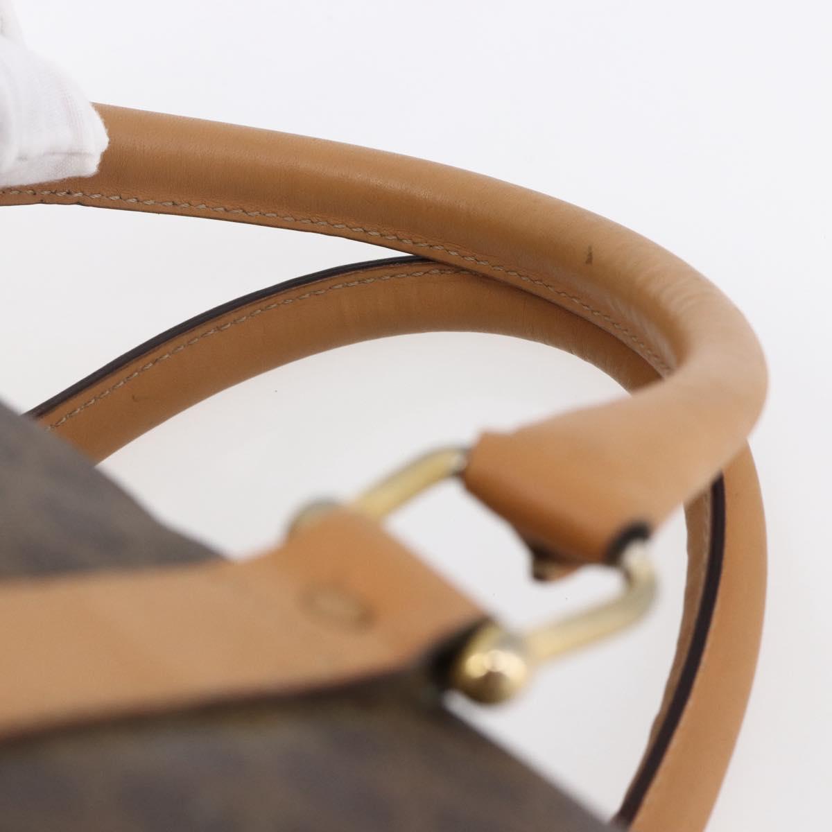 CELINE Macadam Canvas Boston Bag PVC Leather Brown Gold Auth 150119