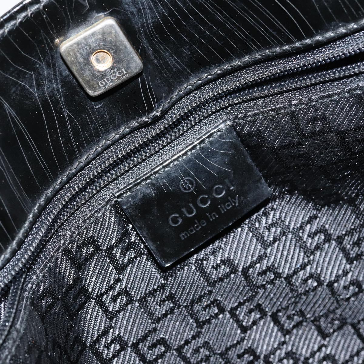 GUCCI Shoulder Bag Canvas Black Gold 001 4231 Auth 150121