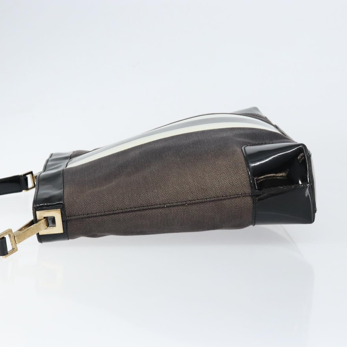 GUCCI Shoulder Bag Canvas Black Gold 001 4231 Auth 150121