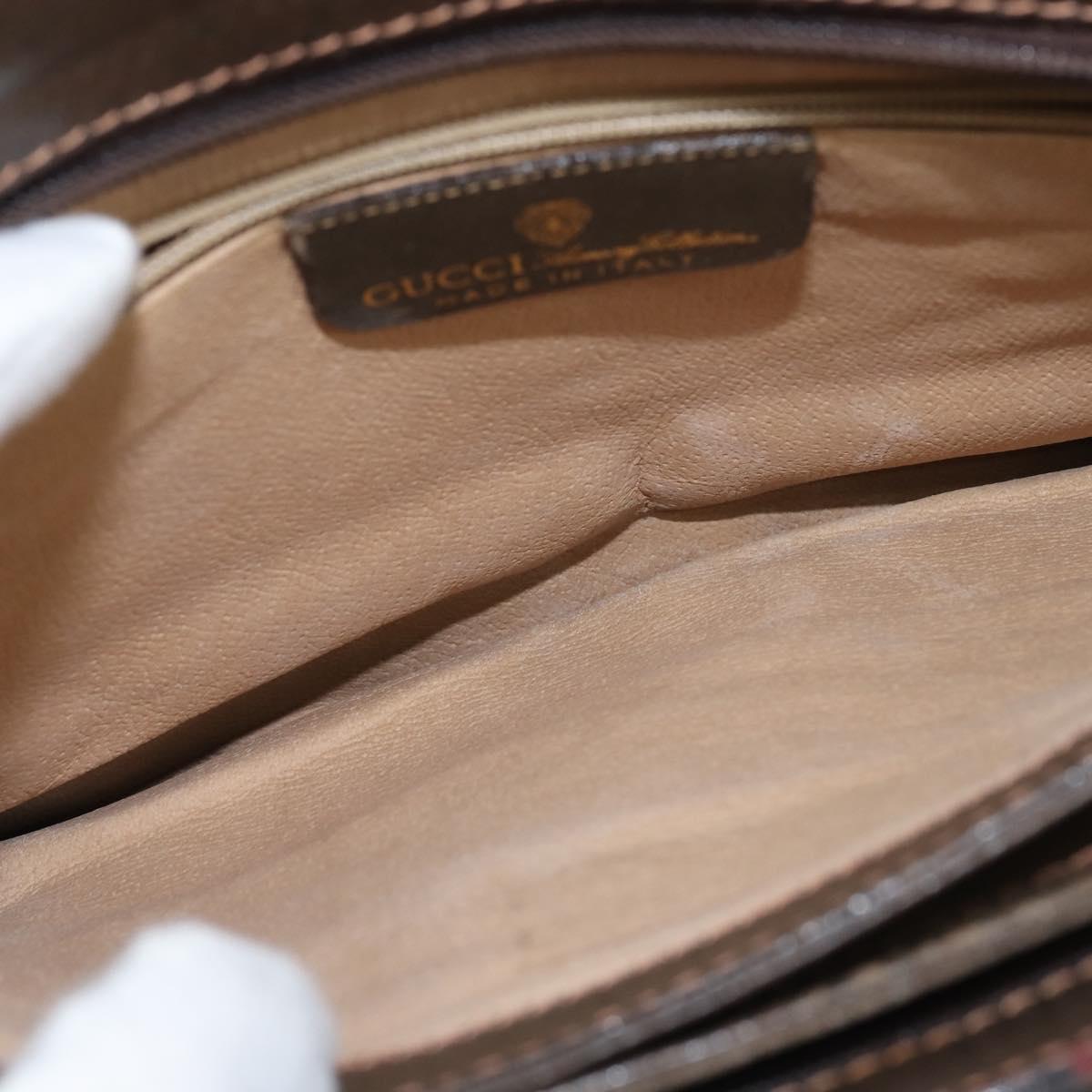 GUCCI GG Supreme Web Sherry Line Shoulder Bag PVC Beige 378 001 4085 Auth 150126