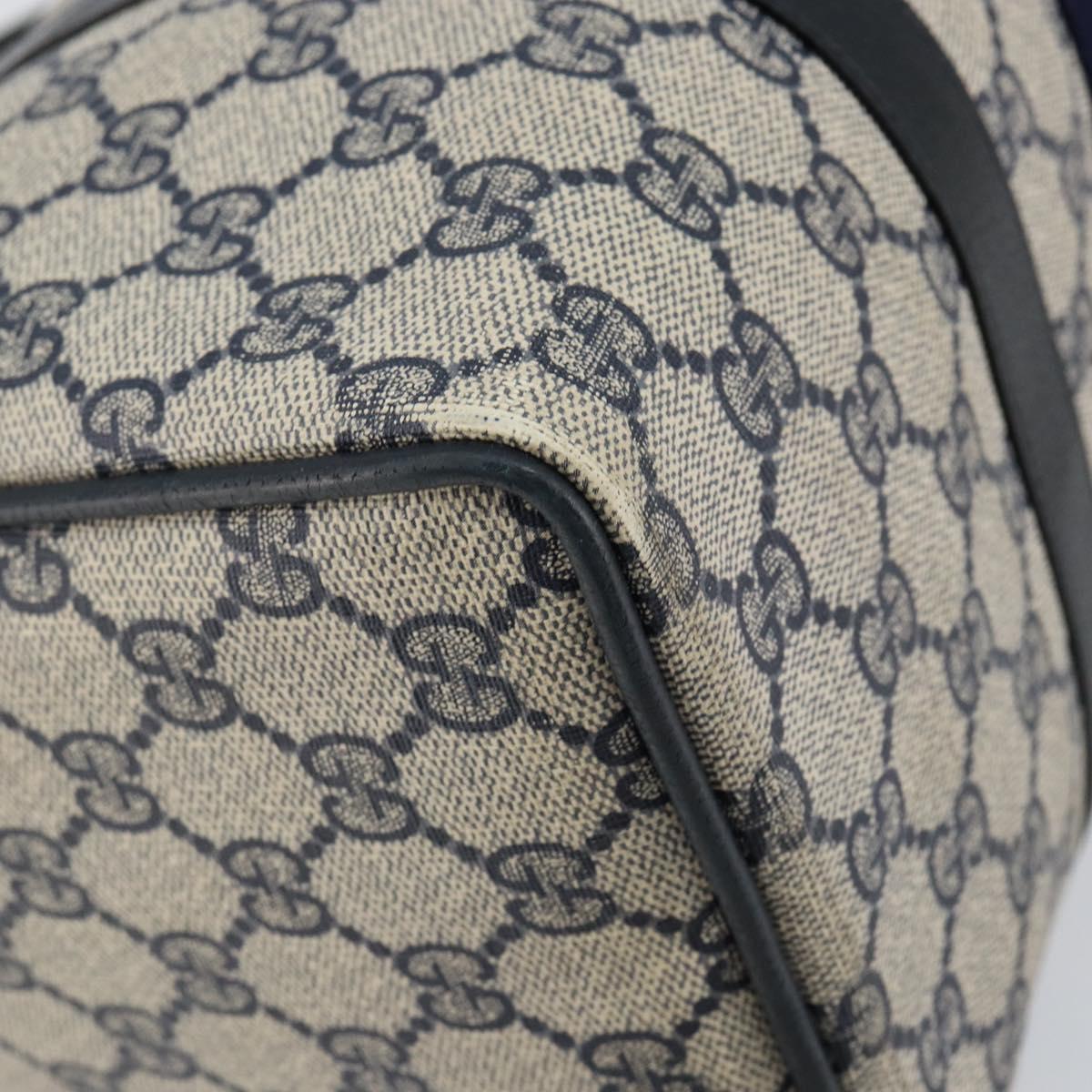 GUCCI GG Supreme Sherry Line Boston Bag PVC Navy Gold Red Auth 150128