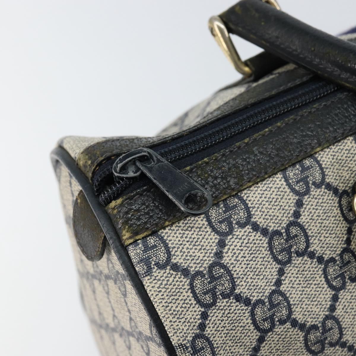 GUCCI GG Supreme Sherry Line Boston Bag PVC Navy Gold Red Auth 150128