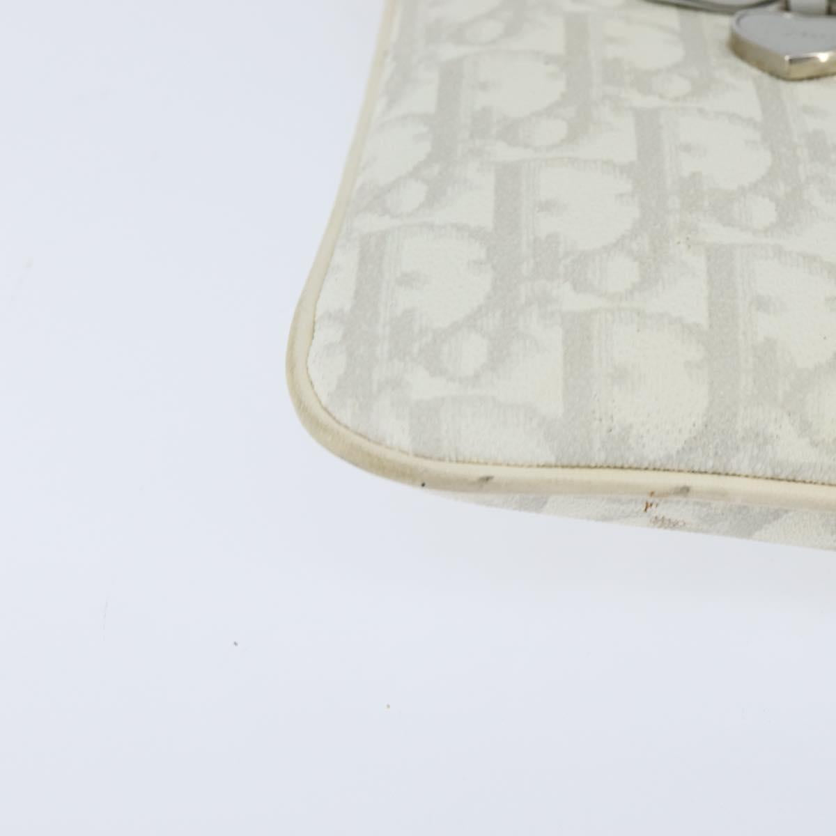 Christian Dior Trotter Canvas Romantic Shoulder Bag PVC Ivory Silver Auth 150134