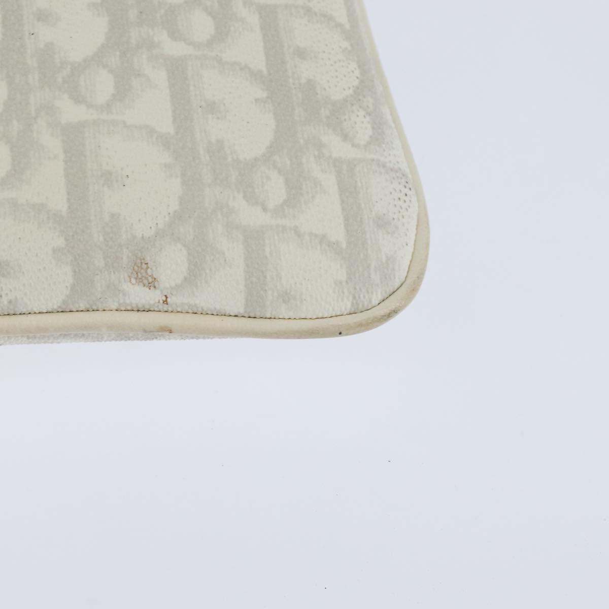 Christian Dior Trotter Canvas Romantic Shoulder Bag PVC Ivory Silver Auth 150134