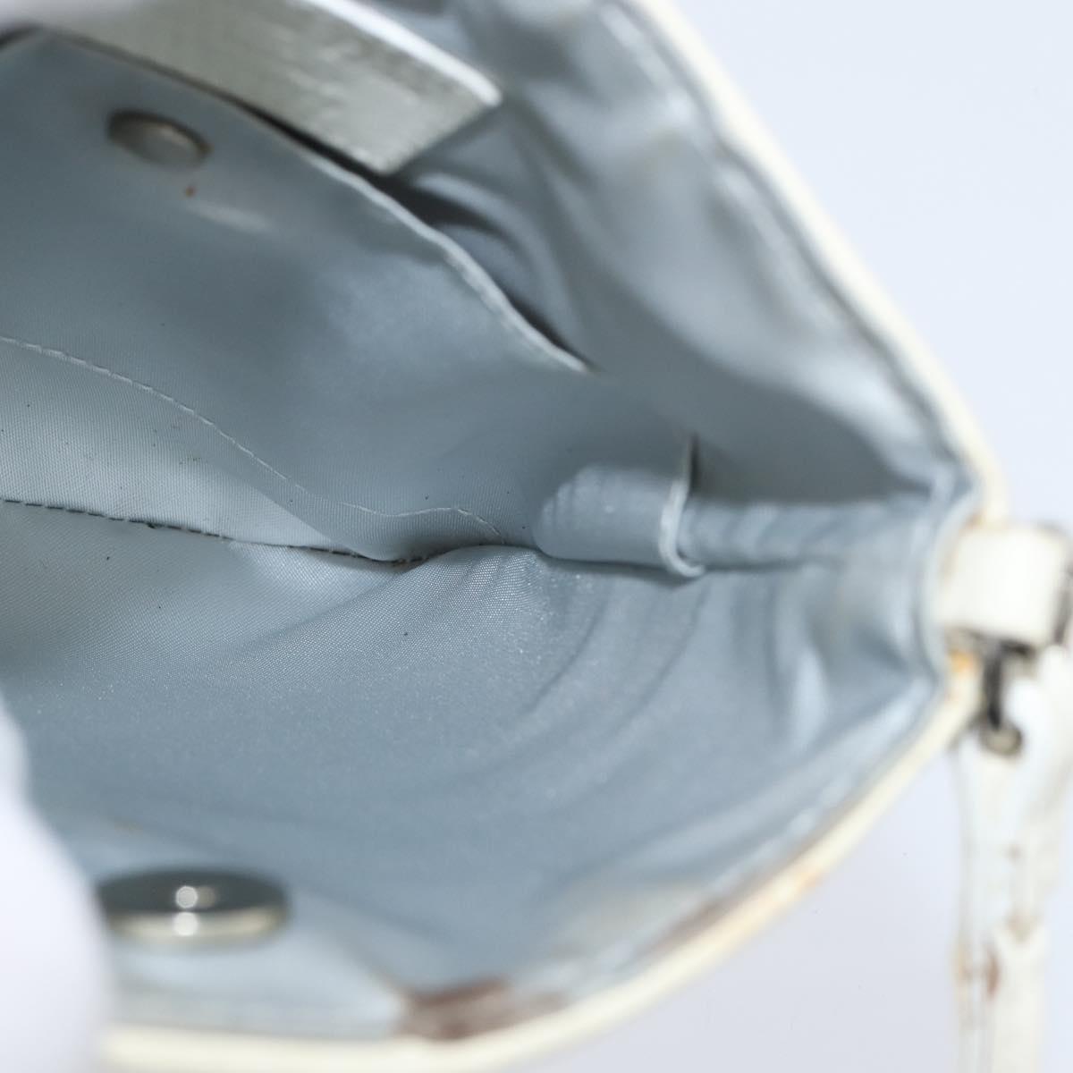 Christian Dior Trotter Canvas Romantic Shoulder Bag PVC Ivory Silver Auth 150134