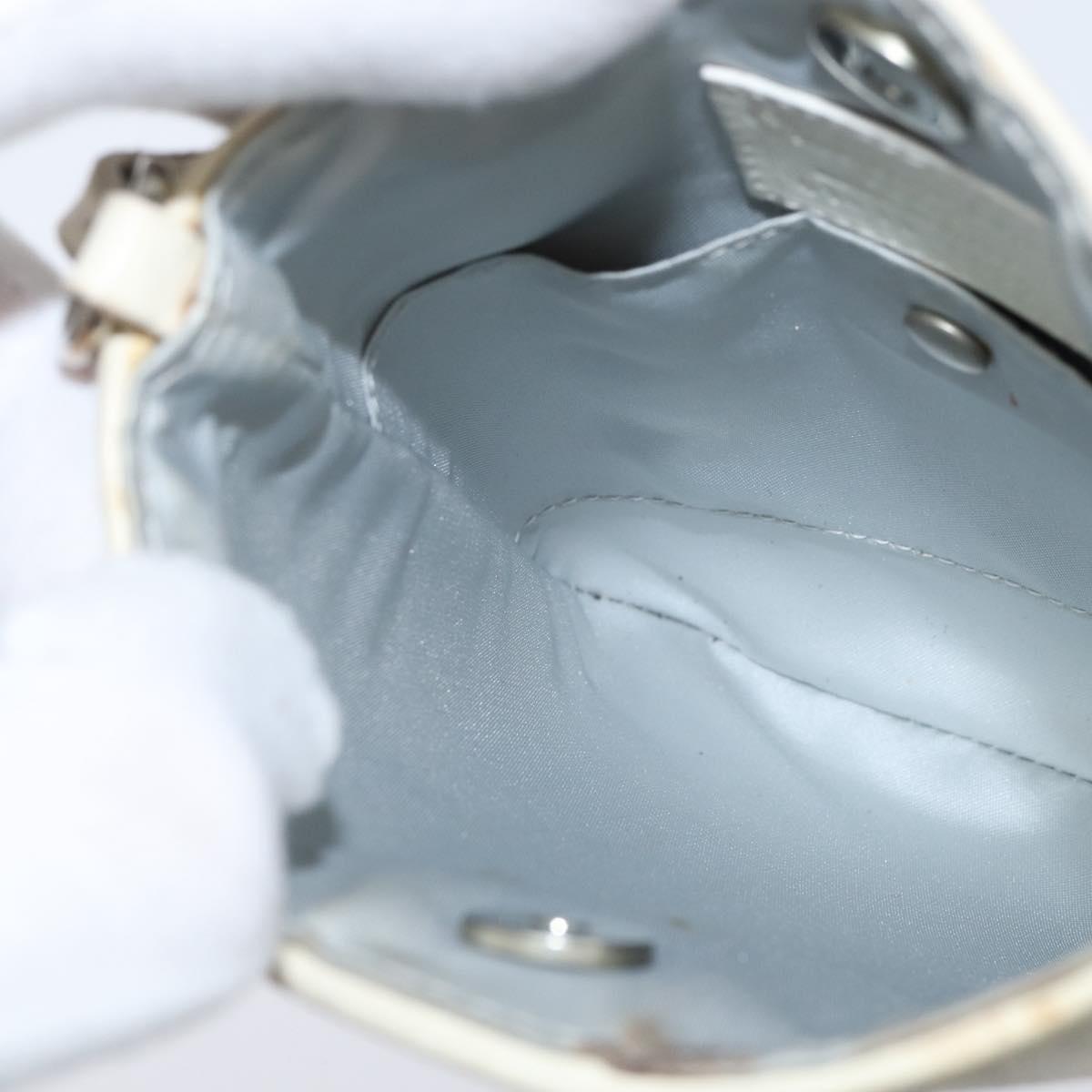 Christian Dior Trotter Canvas Romantic Shoulder Bag PVC Ivory Silver Auth 150134