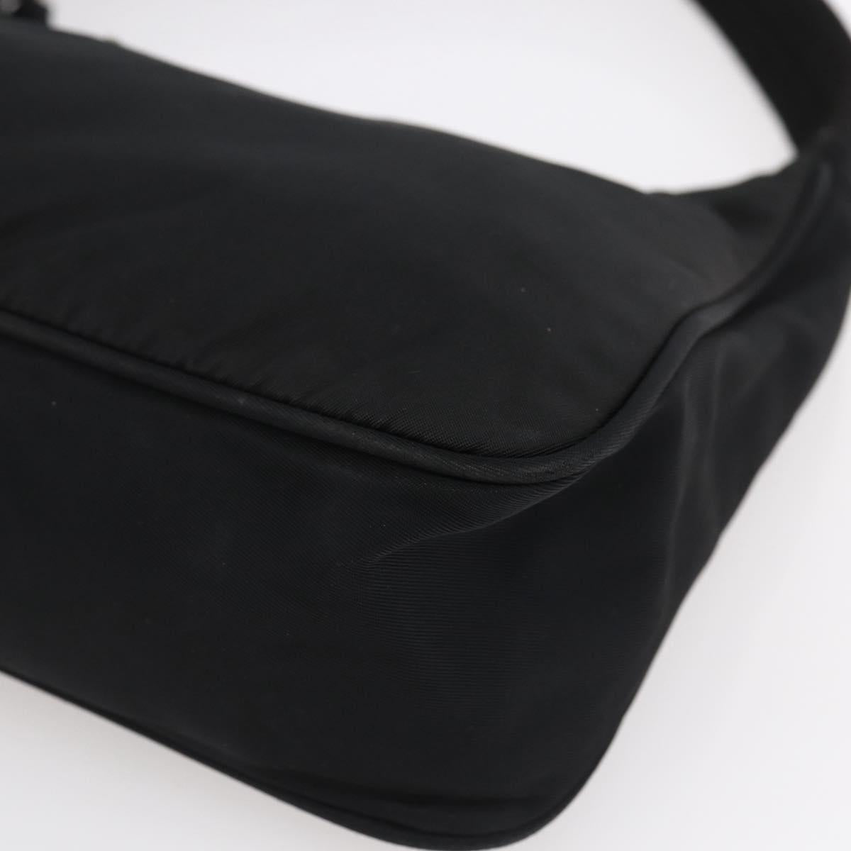 PRADA Hand Bag Nylon Black Silver Auth 150135