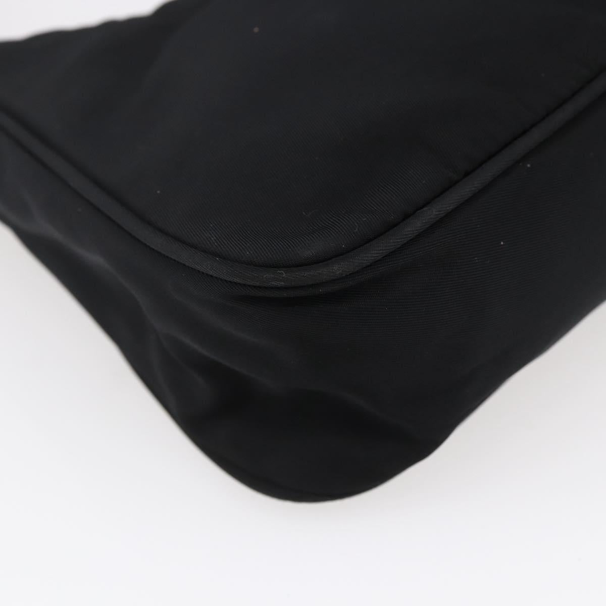 PRADA Hand Bag Nylon Black Silver Auth 150135