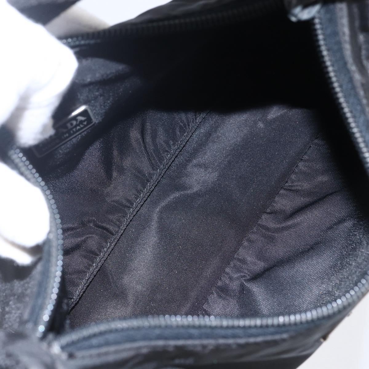 PRADA Hand Bag Nylon Black Silver Auth 150135