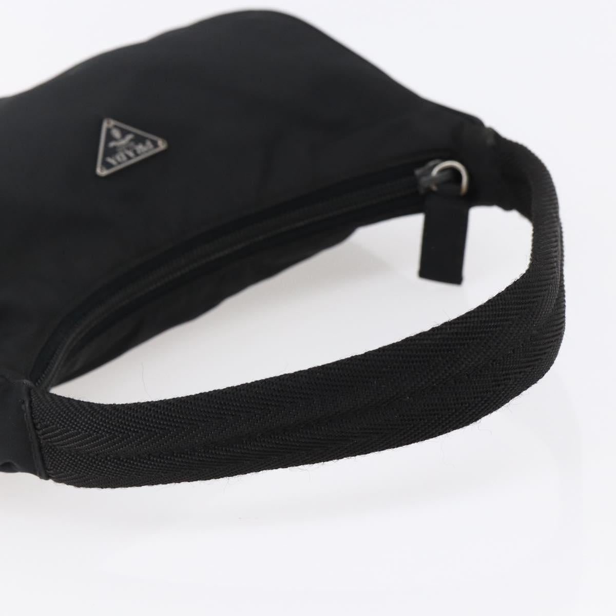 PRADA Hand Bag Nylon Black Silver Auth 150135