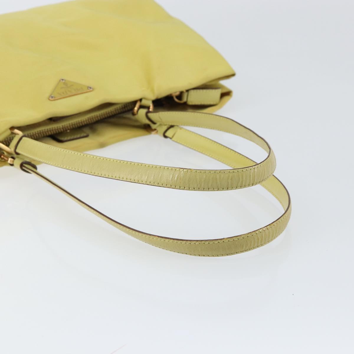 PRADA Tote Bag Nylon Yellow Gold Auth 150138