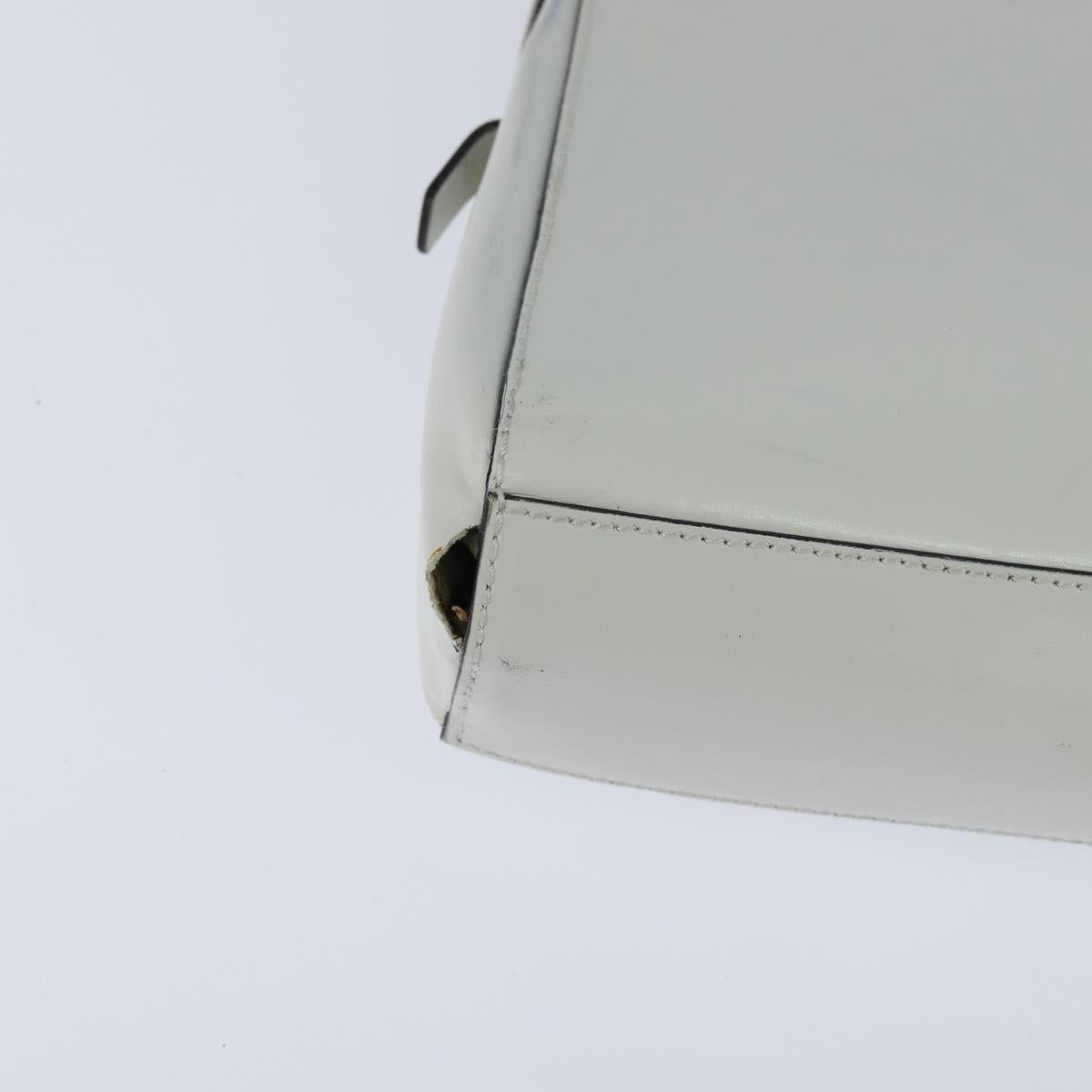 PRADA Tote Bag Leather White Silver Auth 150139