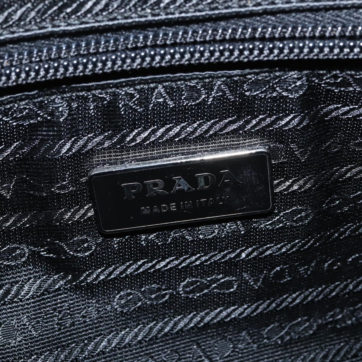 PRADA Tote Bag Leather White Silver Auth 150139