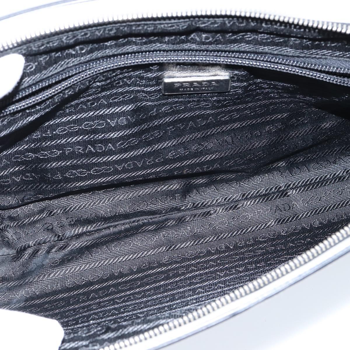 PRADA Tote Bag Leather White Silver Auth 150139