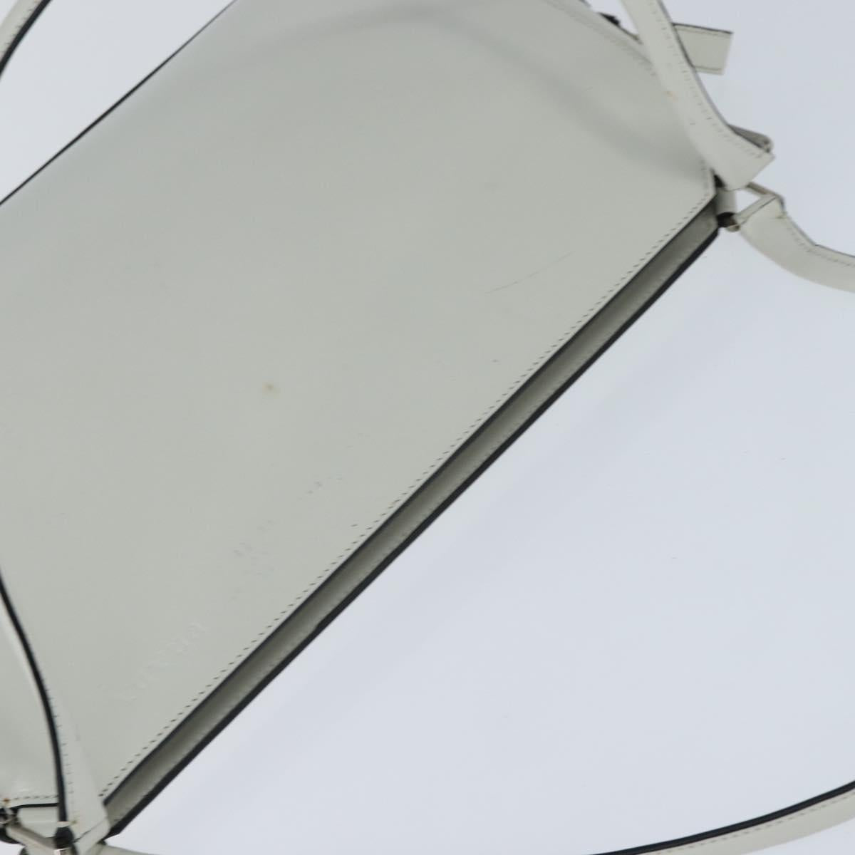 PRADA Tote Bag Leather White Silver Auth 150139