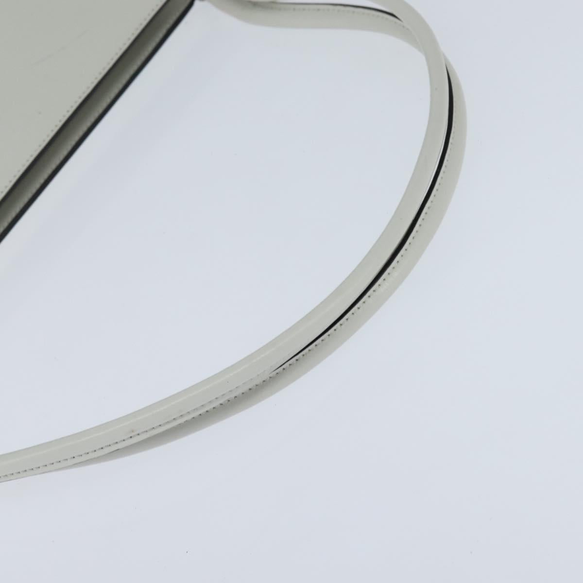 PRADA Tote Bag Leather White Silver Auth 150139