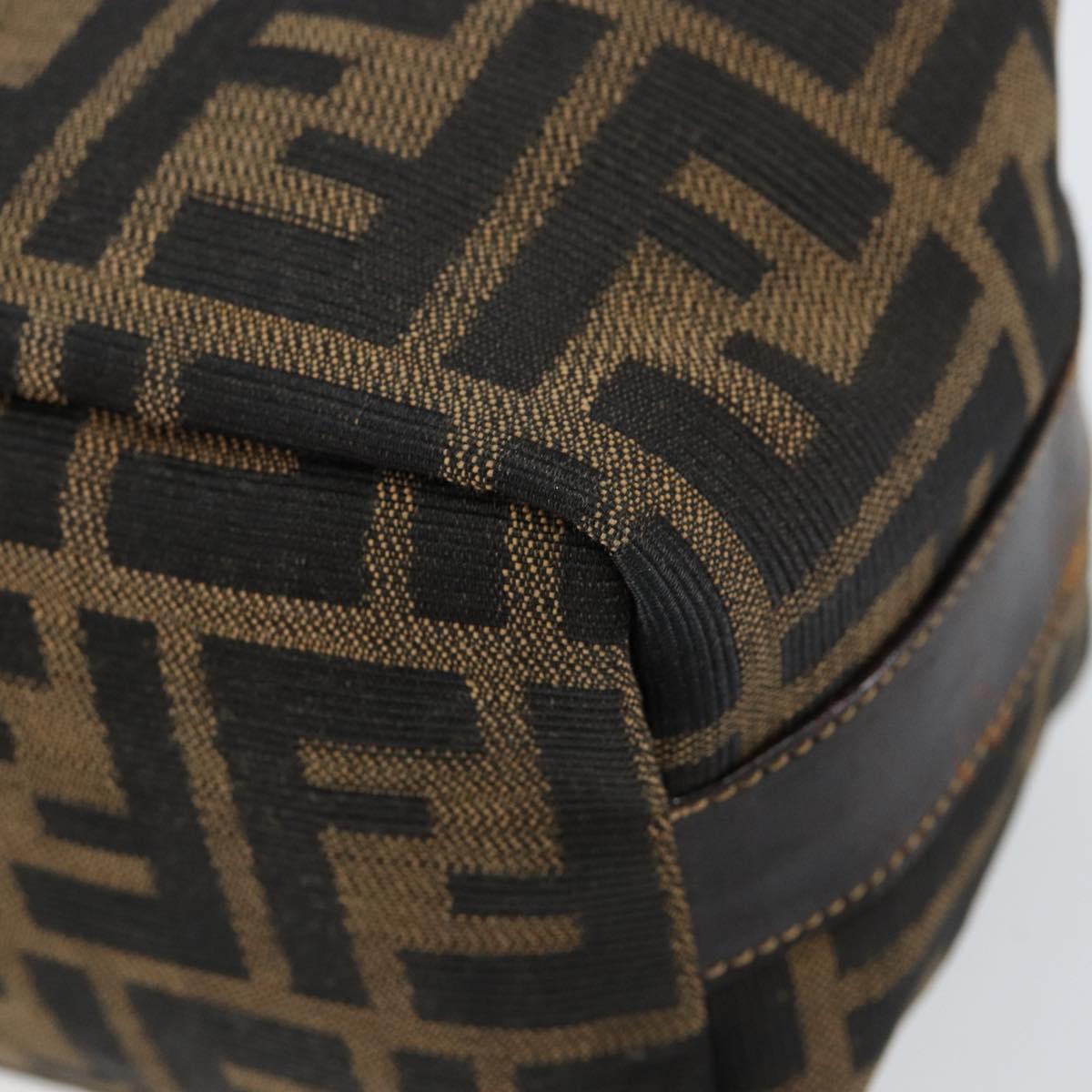 FENDI Zucca Canvas Vanity Hand Bag Black Brown Auth 150140