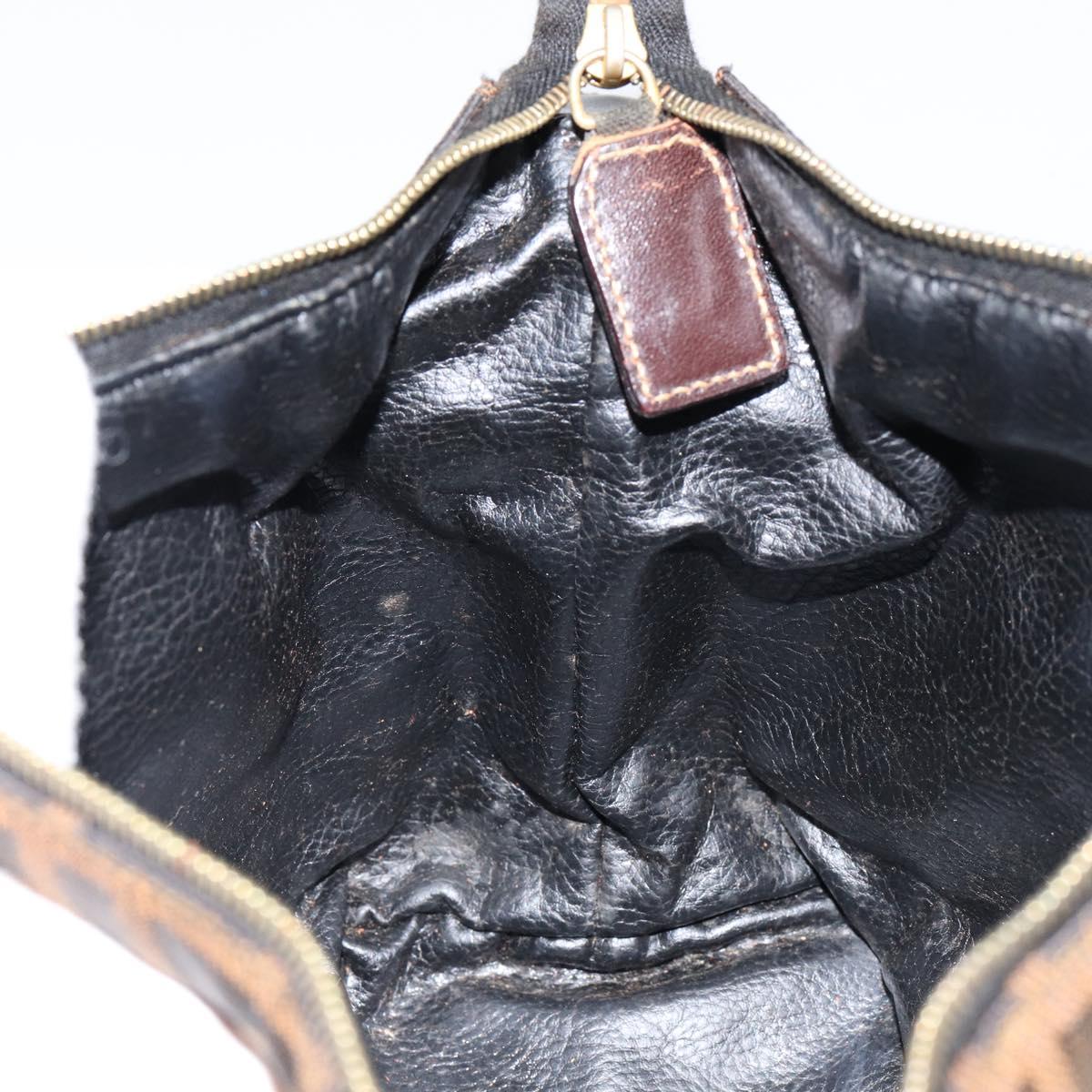 FENDI Zucca Canvas Vanity Hand Bag Black Brown Auth 150140