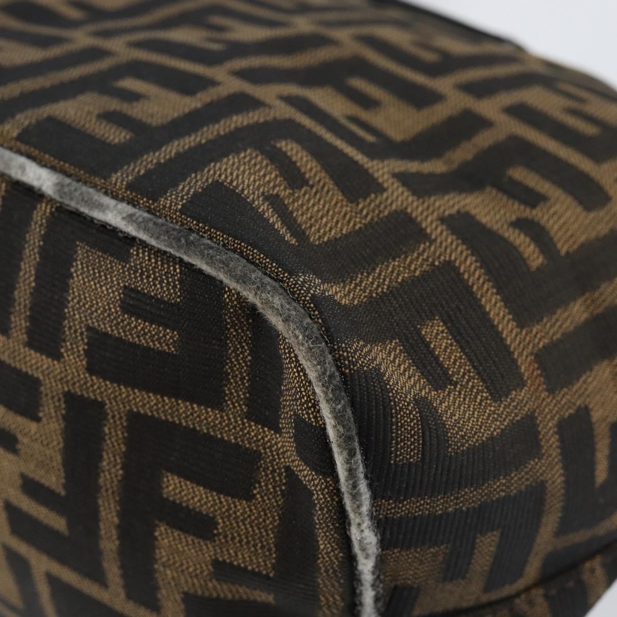 FENDI Zucca Canvas Mamma Baguette Shoulder Bag Black Brown Silver Auth 150142