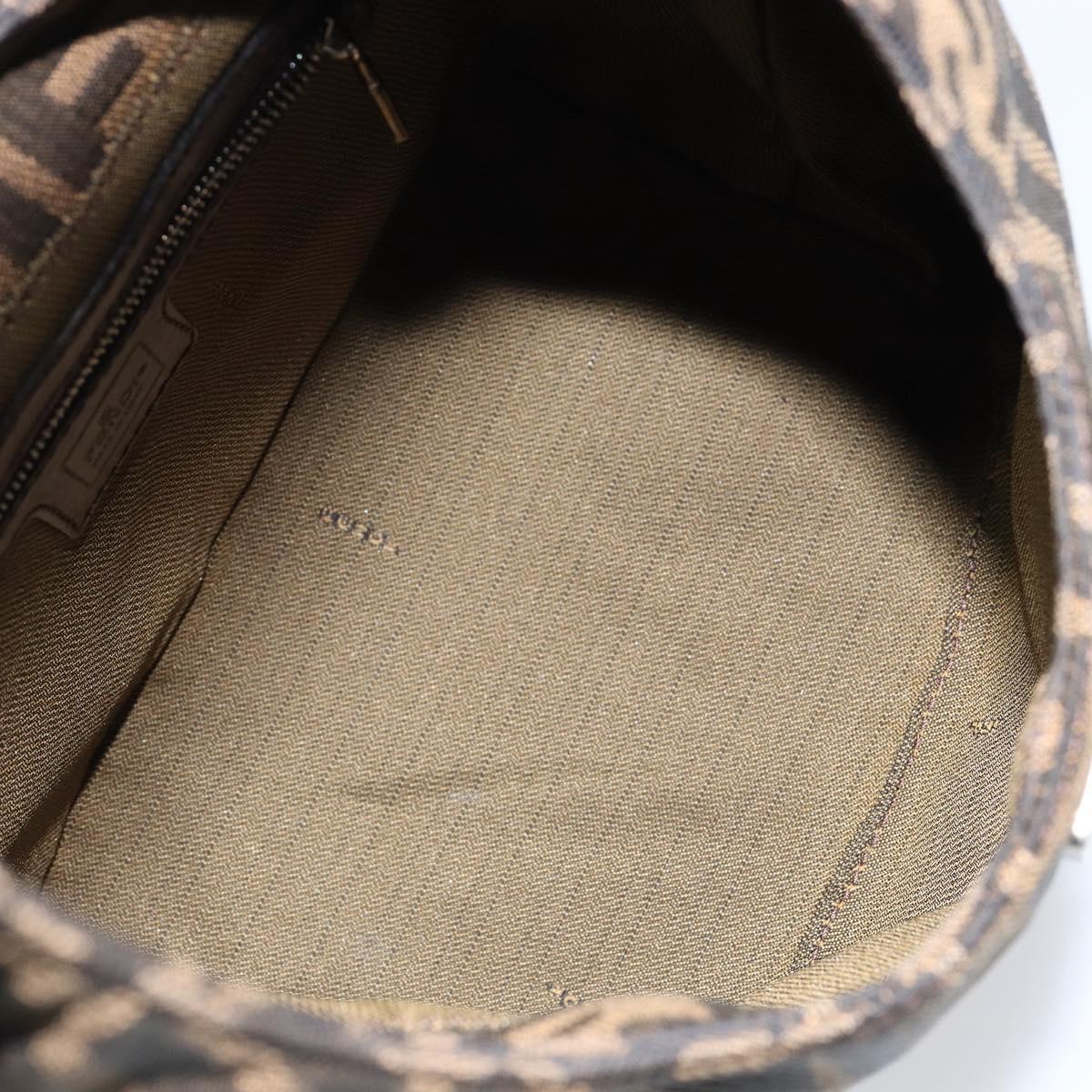 FENDI Zucca Canvas Mamma Baguette Shoulder Bag Black Brown Silver Auth 150142