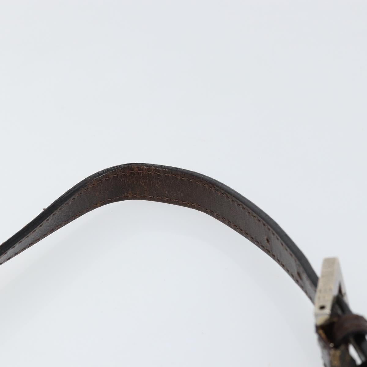 FENDI Zucca Canvas Mamma Baguette Shoulder Bag Black Brown Silver Auth 150142