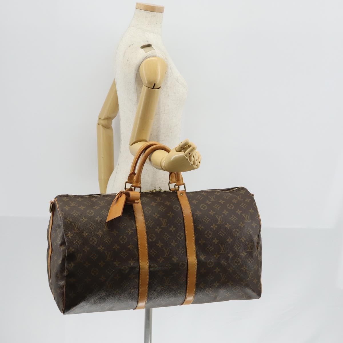 LOUIS VUITTON Monogram Keepall Bandouliere 55 Boston Bag M41414 LV Auth 150183