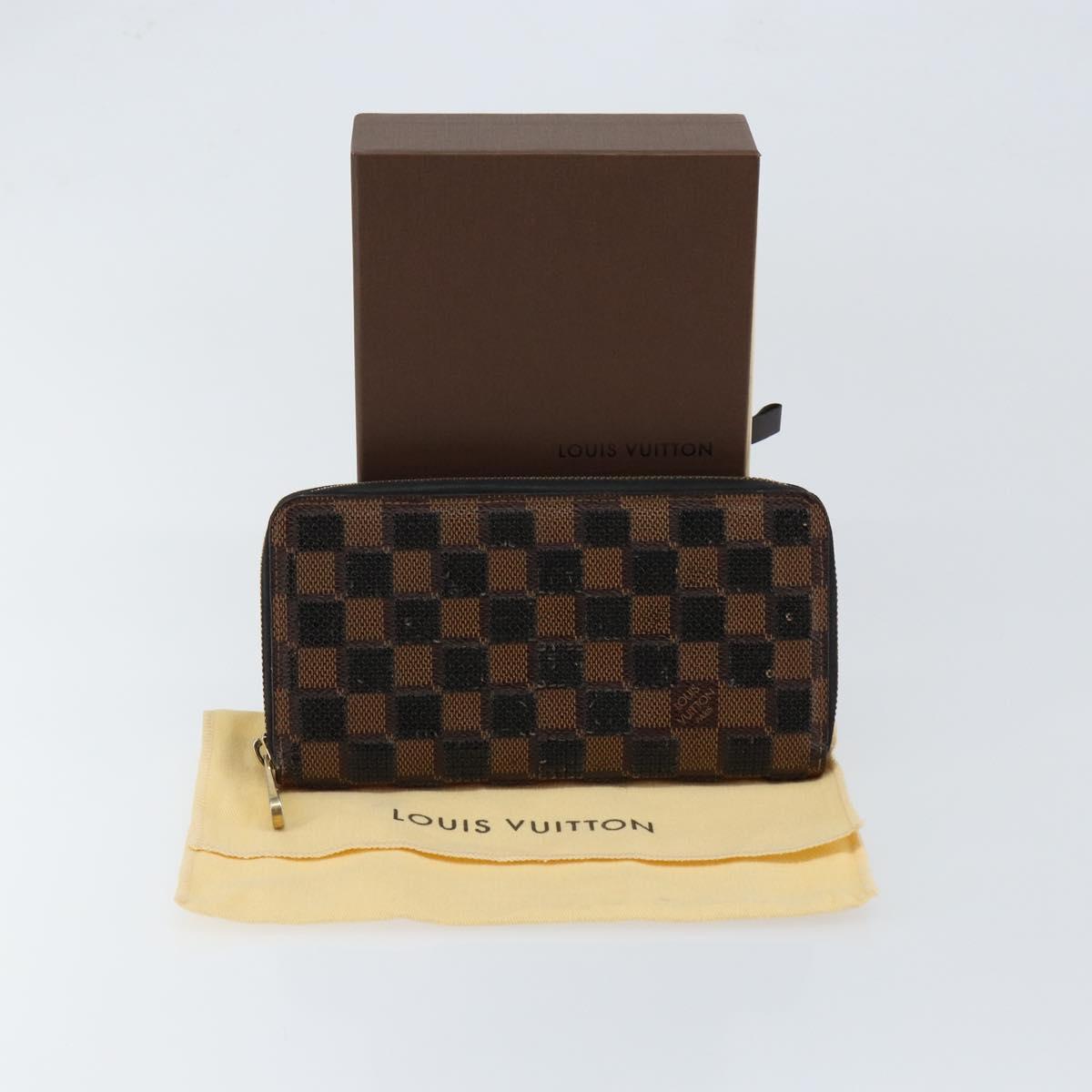 LOUIS VUITTON Damie Payette Zippy Wallet Long Wallet Black N63174 LV Auth 150195