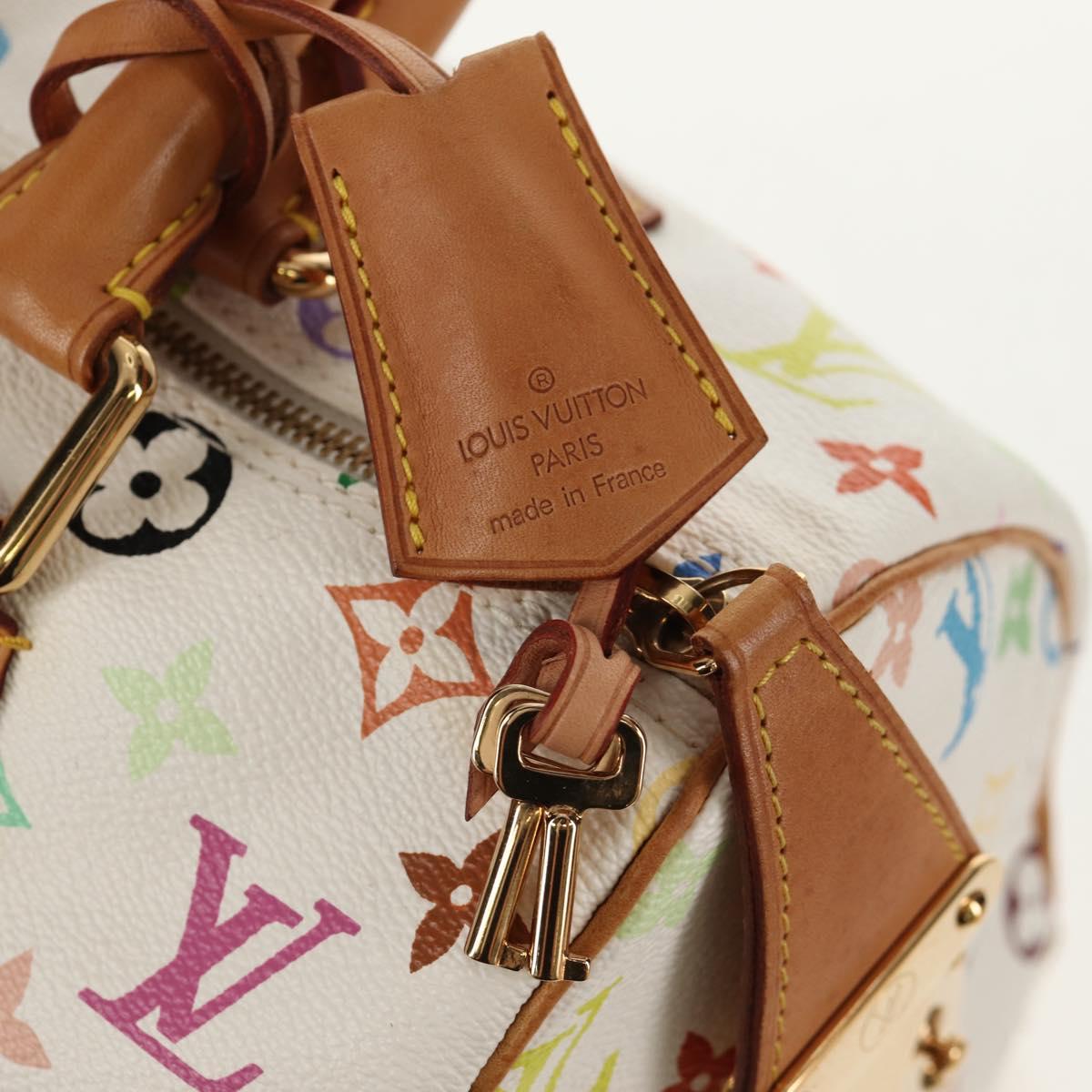 LOUIS VUITTON Monogram Multicolor Speedy 30 Hand Bag White M92643 Auth 150196V