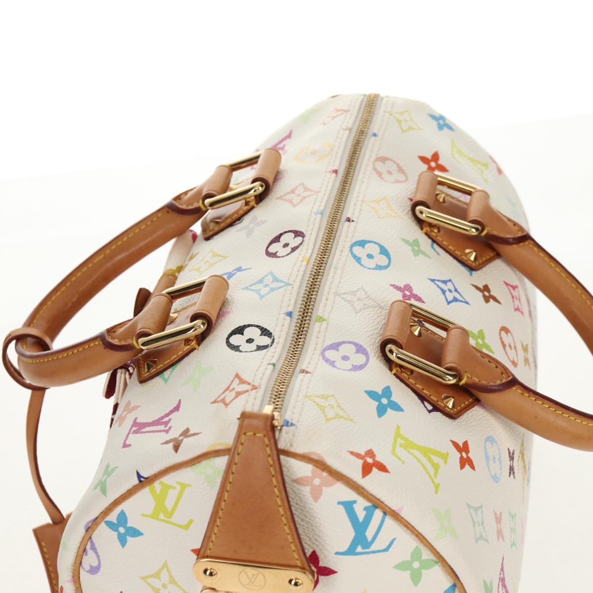 LOUIS VUITTON Monogram Multicolor Speedy 30 Hand Bag White M92643 Auth 150196V