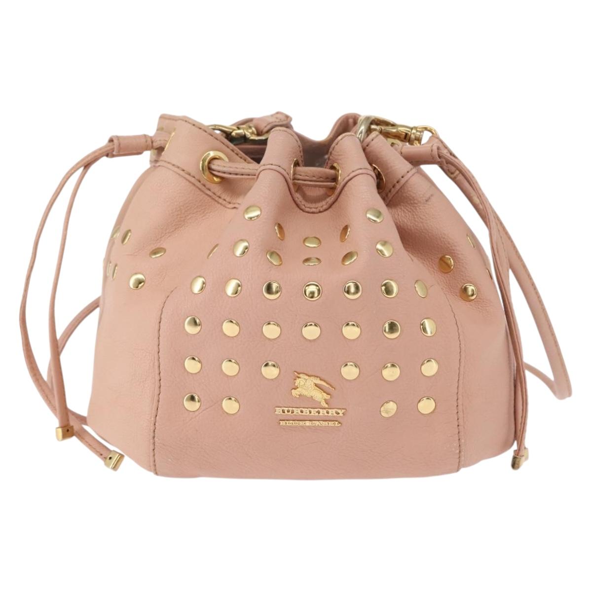 BURBERRY Blue Label Shoulder Bag Leather Pink Gold Auth 150199
