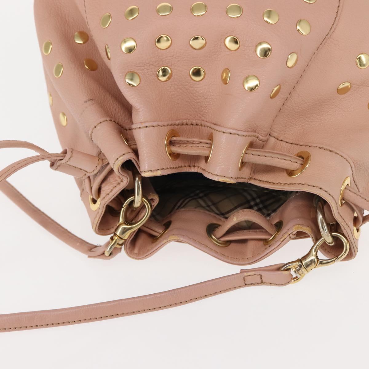 BURBERRY Blue Label Shoulder Bag Leather Pink Gold Auth 150199