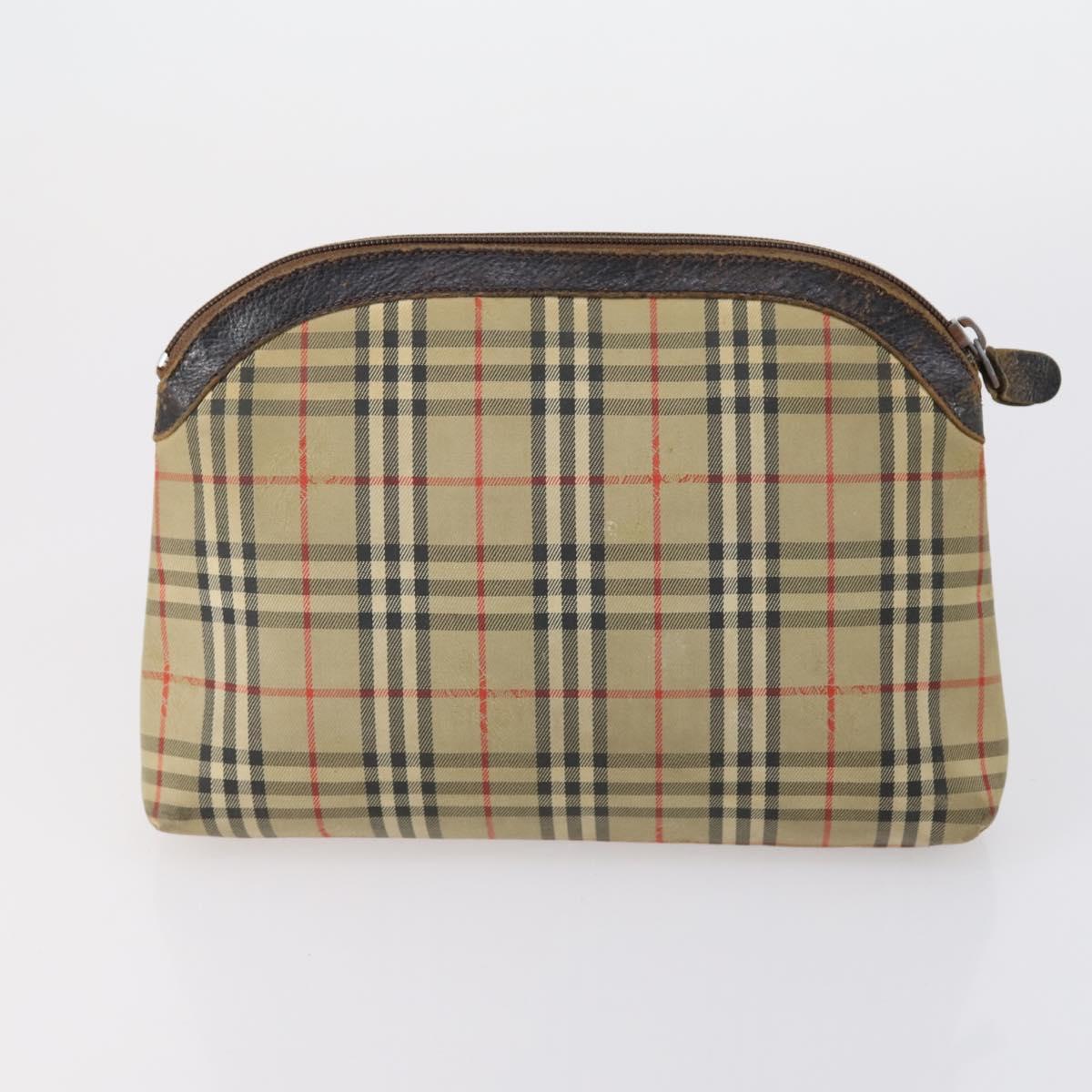 Burberrys Nova Check Boston Bag Canvas Leather 3 Set Beige Red Auth 150204