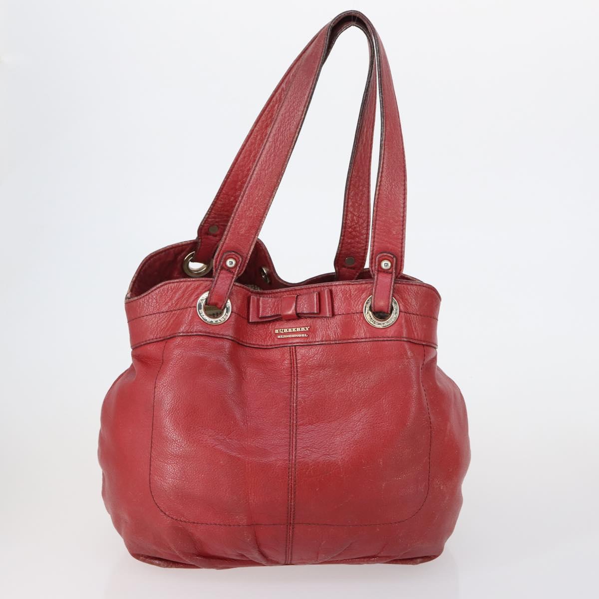 Burberrys Nova Check Boston Bag Canvas Leather 3 Set Beige Red Auth 150204