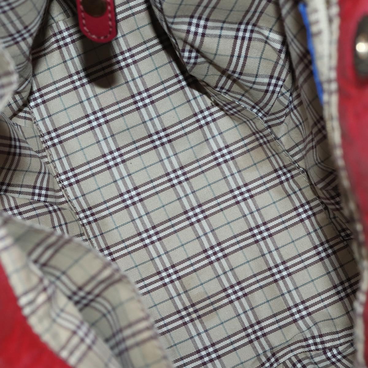 Burberrys Nova Check Boston Bag Canvas Leather 3 Set Beige Red Auth 150204