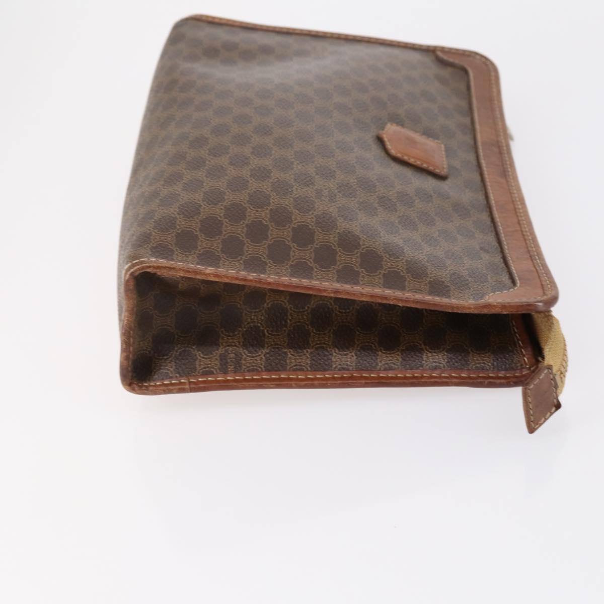 CELINE Macadam Canvas Clutch Bag PVC Leather 2 Set Brown Beige Auth 150205