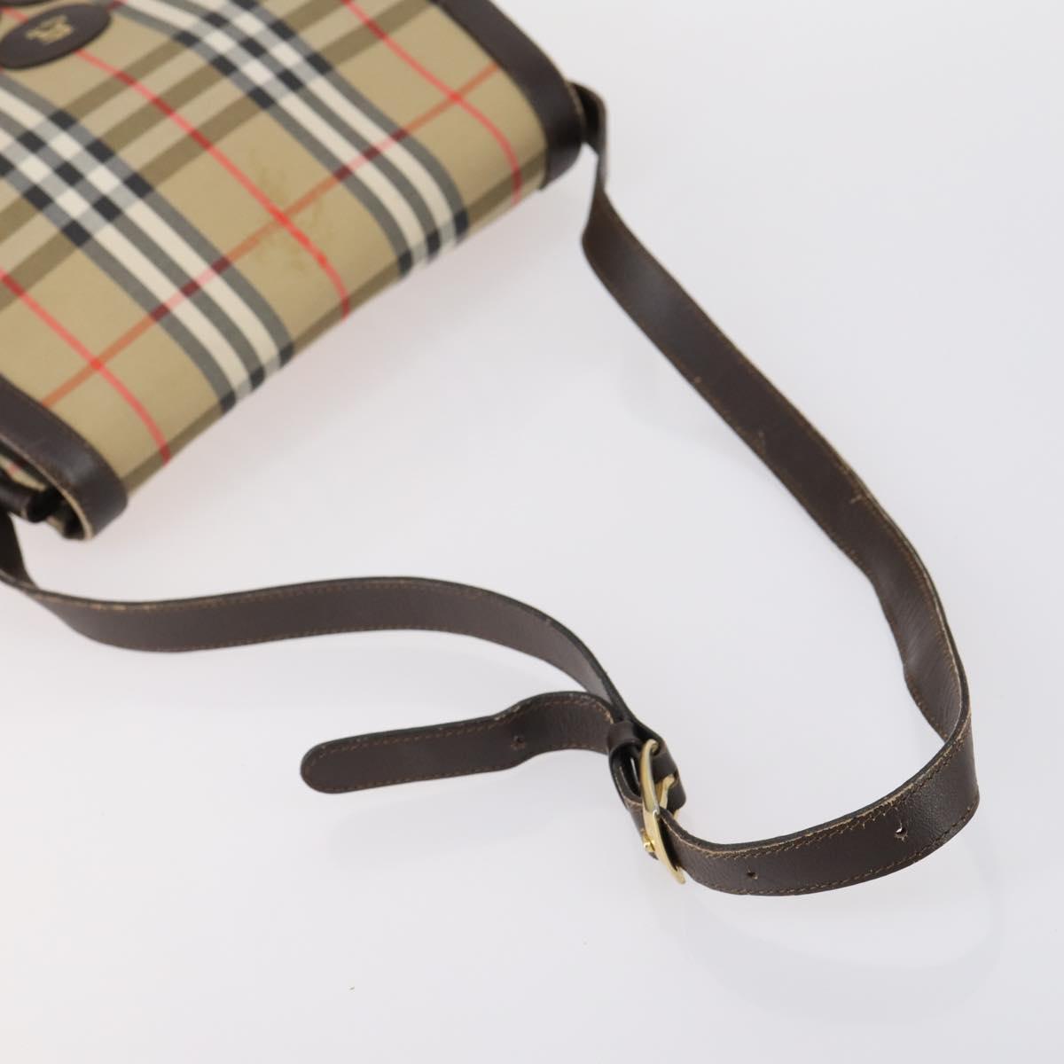Burberrys Nova Check Shoulder Bag Canvas Leather 3 Set Beige Auth 150206
