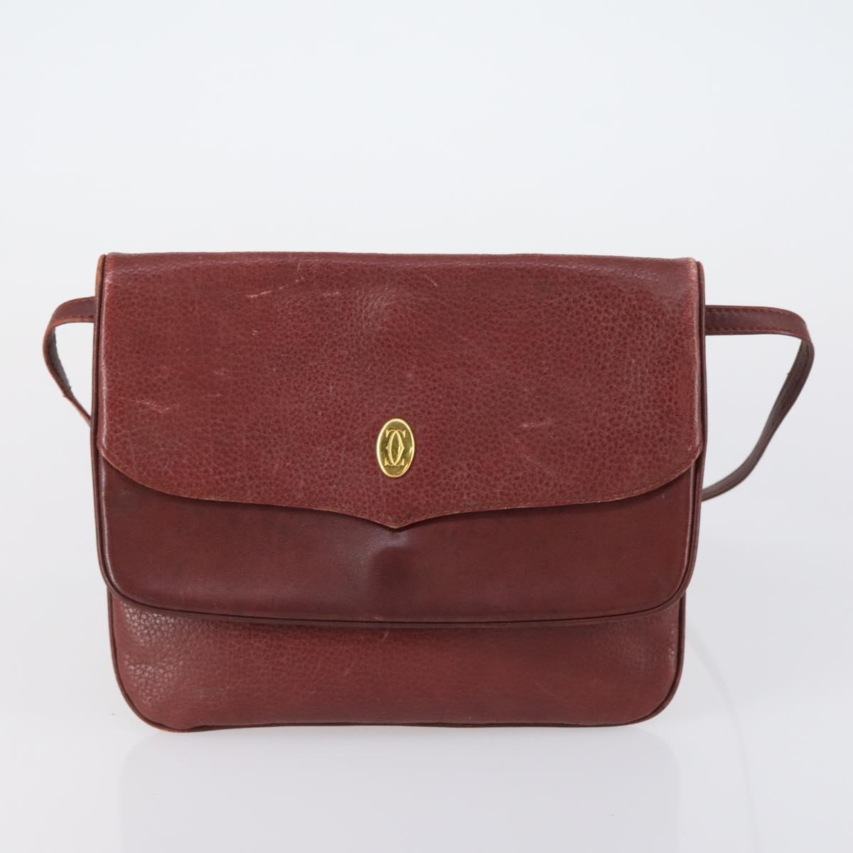 CARTIER Hermes Celine Bag Canvas Leather 3 Set Black Bordeaux Auth 150207